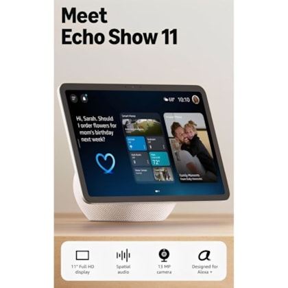 Amazon Smart Display Echo Show 11 Wi-Fi 6E Bluetooth Hub Zigbee Matter B0DC91H3JK - Preto