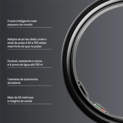 Anel Inteligente Smart Oura Ring 5 Bluetooth Tamanho 10 - Stealth Cinza Escuro