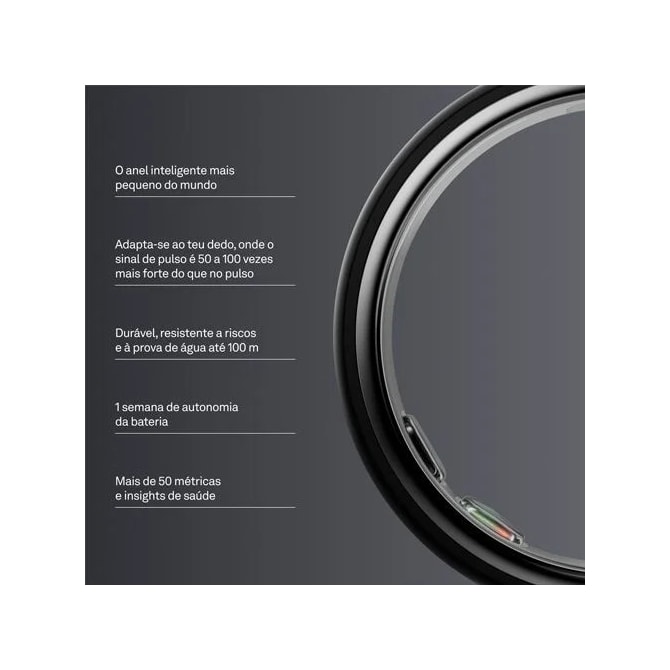 Anel Inteligente Smart Oura Ring 5 Bluetooth Tamanho 10 - Stealth Cinza Escuro-82b4279f-c33b-4e6a-8981-ddebddfebe63