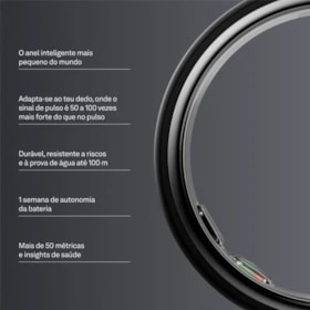 Anel Inteligente Smart Oura Ring 5 Bluetooth Tamanho 10 - Stealth Cinza Escuro