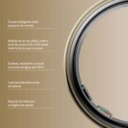 Anel Inteligente Smart Oura Ring 5 Bluetooth Tamanho 6 - Dourado