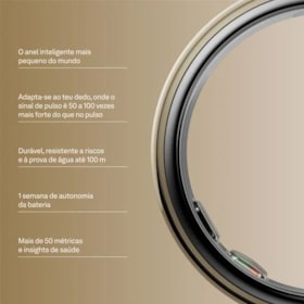 Anel Inteligente Smart Oura Ring 5 Bluetooth Tamanho 6 - Dourado