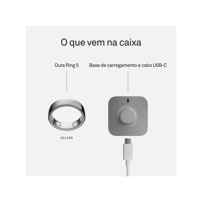 Anel Inteligente Smart Oura Ring 5 Bluetooth Tamanho 7 - Prata-e04e0ccd-1c0b-4af7-9ce1-18f4cd460233