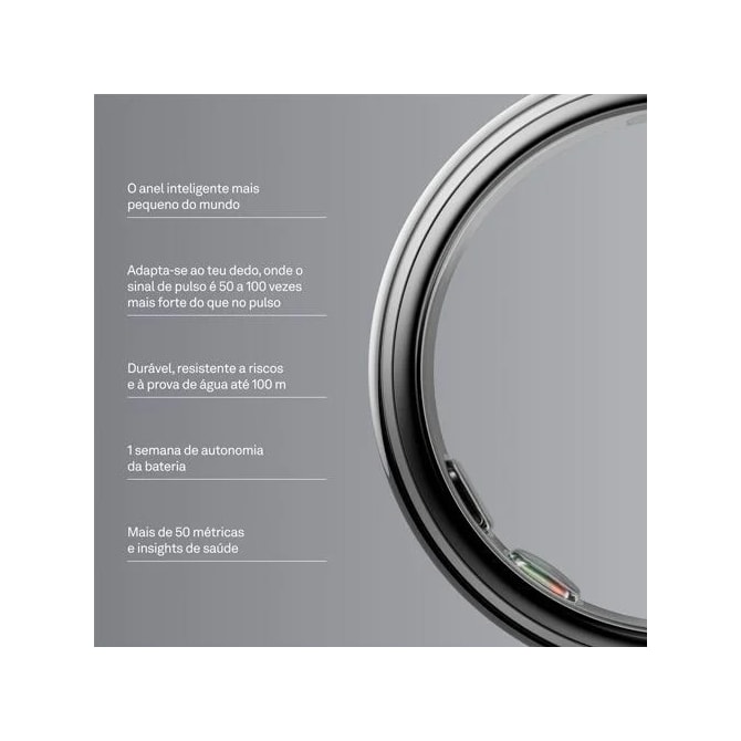 Anel Inteligente Smart Oura Ring 5 Bluetooth Tamanho 8 - Prata-a8115afb-8779-47e2-8254-b81cb3fbe171