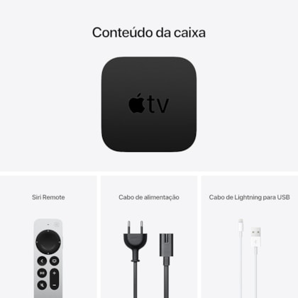 Apple TV 3RD Generation A2843 MN893LZ 2022 4K Ultra HD de 128GB com Wi-Fi/Bluetooth - Preto