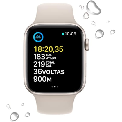 Apple Watch SE 2nd geração GPS 40mm Estelar - Pulseira de Borracha