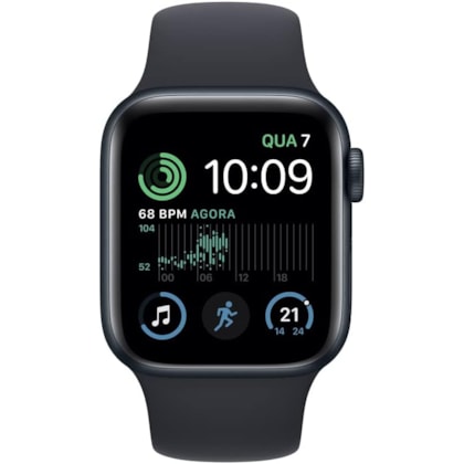 Apple Watch SE 2nd geração GPS 40mm Meia-noite - Pulseira de Borracha