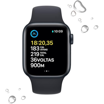 Apple Watch SE 2nd geração GPS 40mm Meia-noite - Pulseira de Borracha