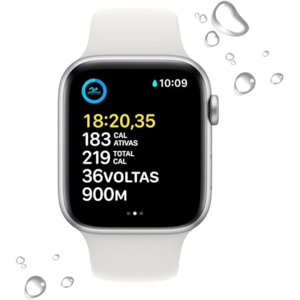 Apple Watch SE 2nd geração GPS 40mm Silver - Pulseira de Borracha