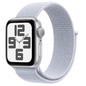 Apple Watch SE 2nd geração GPS 44mm Aluminio Silver - Pulseira Sport Loop Cloud