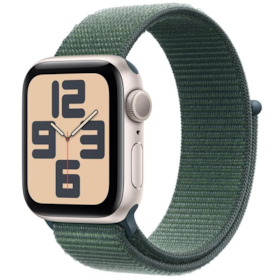Apple Watch SE 2nd geração GPS 44mm Aluminio Starlight - Pulseira Sport Loop Lake Green