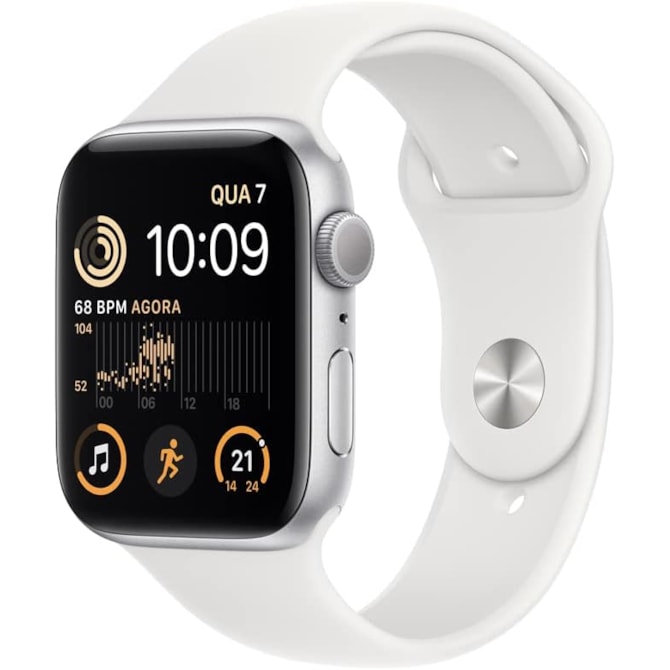 Apple Watch SE 2nd geração GPS 44mm Silver - Pulseira de Borracha-41c62104-b30f-4076-8059-554f0fe77028