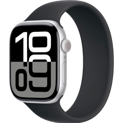 Apple Watch Series 10 42 mm - Prata Alumínio ( Pulseira esportiva Preta )