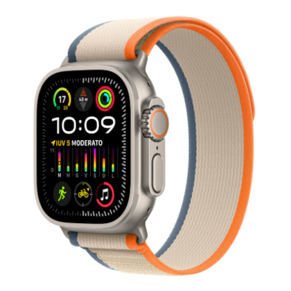 Apple Watch Ultra 2 GPS + Celular Natural Titânio 49mm - Pulseira Loop Trail - Laranja e Bege
