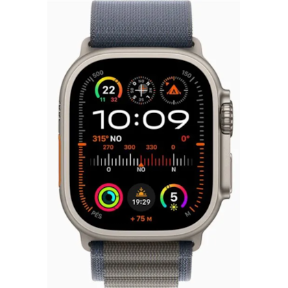 Apple Watch Ultra 2 GPS + Celular Natural Titanium 49mm - Pulseira Alpine Loop - Azul Claro