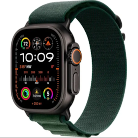 Apple Watch Ultra 2 GPS + Celular Preto 49mm - Pulseira Alpine Loop - Verde Escuro
