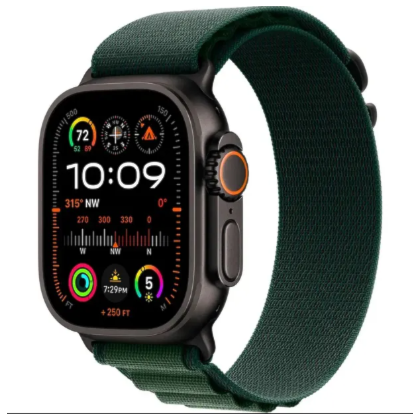 Apple Watch Ultra 2 GPS + Celular Preto 49mm - Pulseira Alpine Loop - Verde Escuro