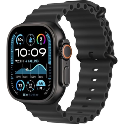 Apple Watch Ultra 2 GPS + Celular Preto 49mm - Pulseira Esportiva Ocean Preto