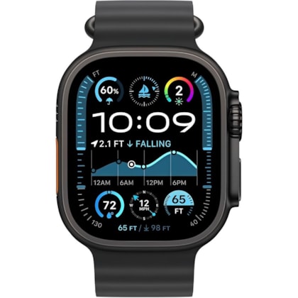 Apple Watch Ultra 2 GPS + Celular Preto 49mm - Pulseira Esportiva Ocean Preto