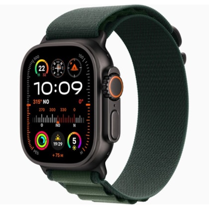 Apple Watch Ultra 2 GPS + Celular Preto 49mm - Pulseira Loop Alpina Verde-escuro