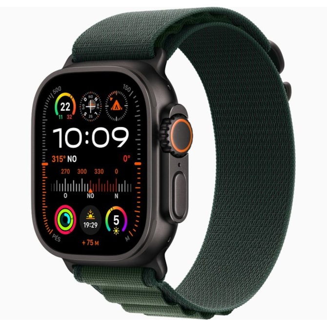 Apple Watch Ultra 2 GPS + Celular Preto 49mm - Pulseira Loop Alpina Verde-escuro-7e168416-8338-41d5-be94-d3b4f9ef4fac
