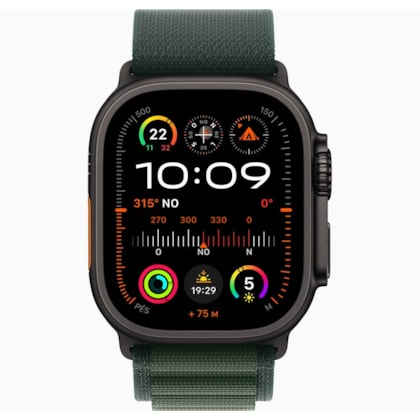 Apple Watch Ultra 2 GPS + Celular Preto 49mm - Pulseira Loop Alpina Verde-escuro