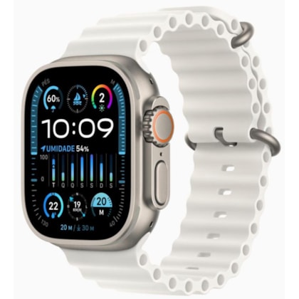 Apple Watch Ultra 2 GPS Natural Titânio 49mm - Pulseira Oceano - Branca