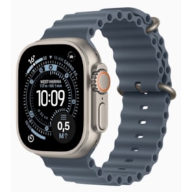 Apple Watch Ultra 3 GPS + Celular 49mm - Natural - Pulseira Oceano - Azul-âncora