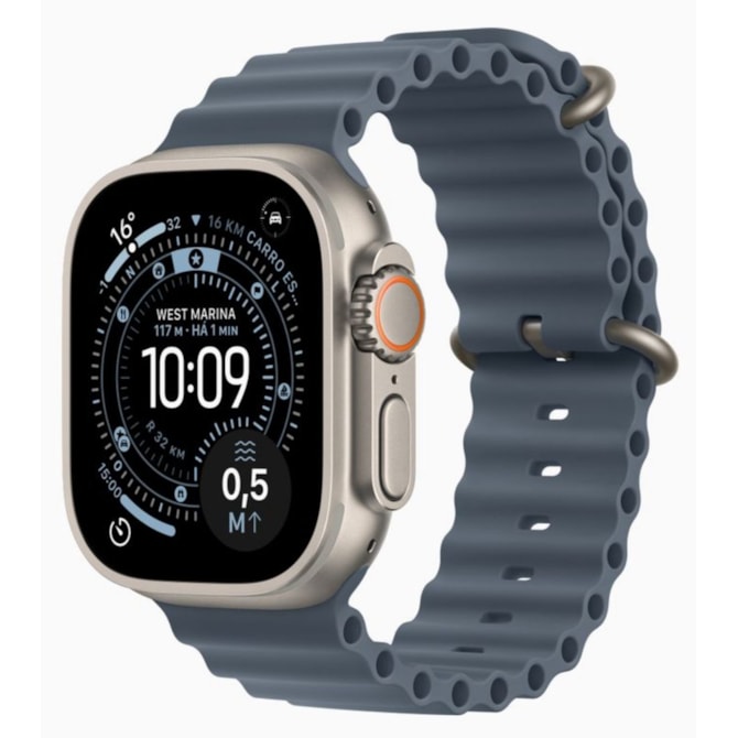 Apple Watch Ultra 3 GPS + Celular 49mm - Natural - Pulseira Oceano - Azul-âncora-9480799a-01e0-46d0-bc13-d2db91cdf6ba