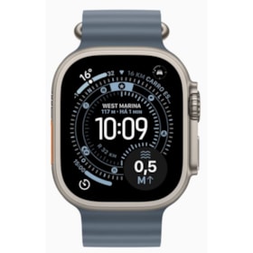 Apple Watch Ultra 3 GPS + Celular 49mm - Natural - Pulseira Oceano - Azul-âncora