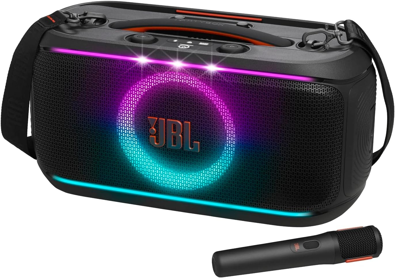 Caixa de Som JBL Partybox On The Go 2 com 2 Microfones Sem Fio - Preta