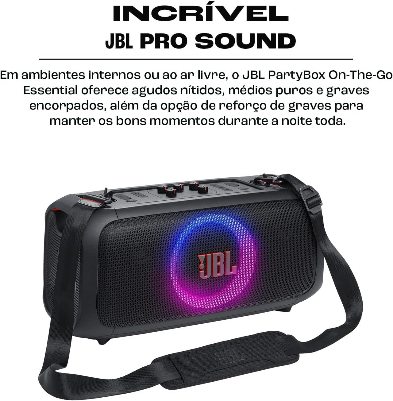 Caixa de Som JBL Partybox On The Go Essential com Microfone Sem