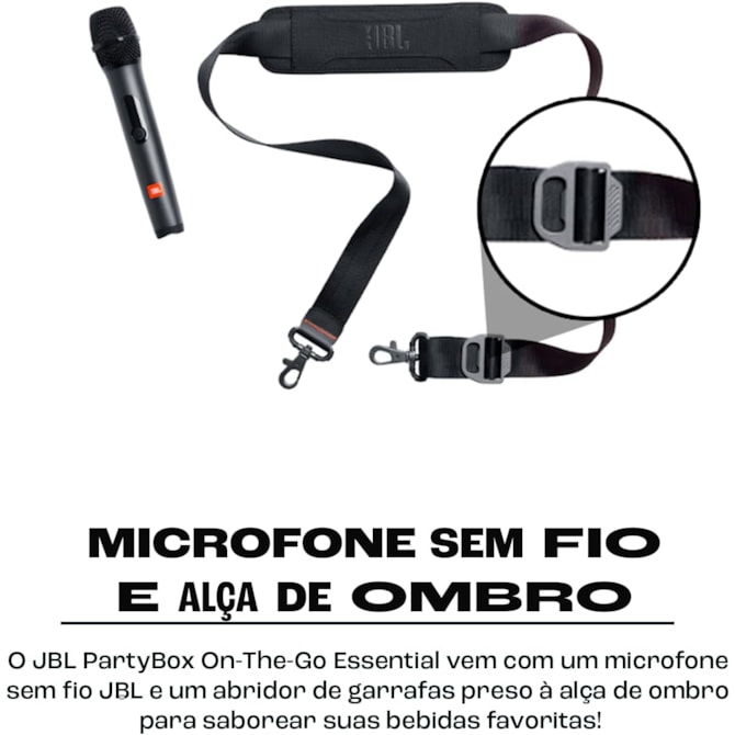 Caixa de Som JBL Partybox On The Go Essential com Microfone Sem Fio - Preta-035975f3-7deb-4131-8ab2-3d1861e6b0c8