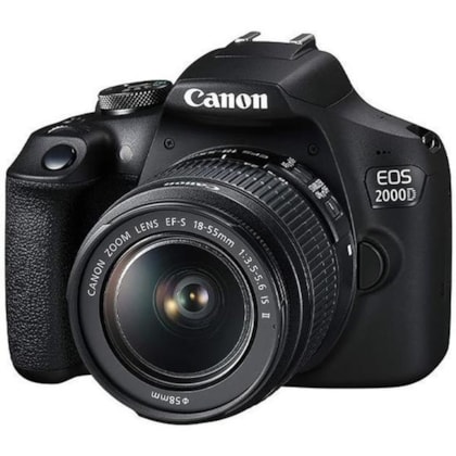 Canon EOS 2000D Câmera DSLR 24.1MP Full HD Wi-Fi Lente EF-S 18-55mm IS II - Preto ( Outlet )
