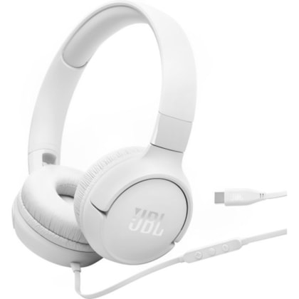 Fone de Ouvido JBL Tune 520C USB-C com Fio Microfone Embutido - Branco
