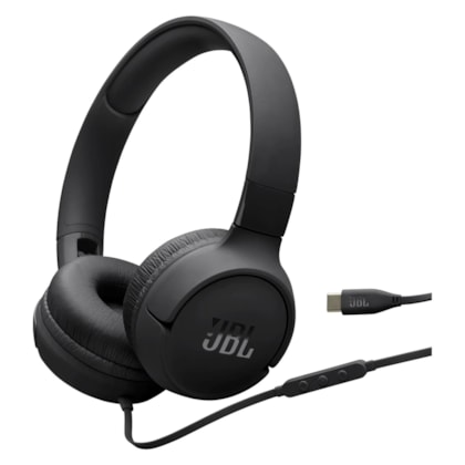 Fone de Ouvido JBL Tune 520C USB-C com Fio Microfone Embutido - Preto
