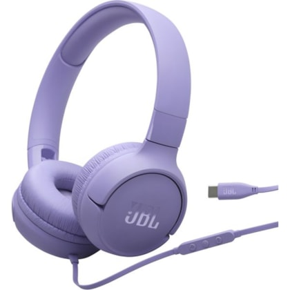 Fone de Ouvido JBL Tune 520C USB-C com Fio Microfone Embutido - Roxo