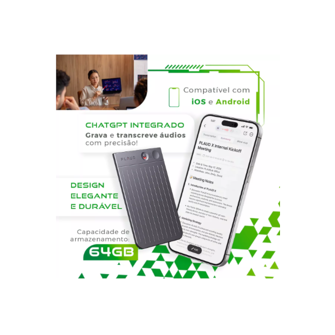 Gravador de voz Plaud note NB-100 64GB com ChatGPT - Preto-0133b1fa-98c2-444d-81e1-ca203a6156a2