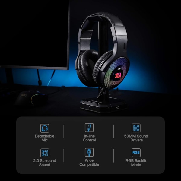 Headset Gamer Redragon Pandora H350 RGB USB - Preto-d54a000e-12c4-415b-a42f-ee47f602d27b