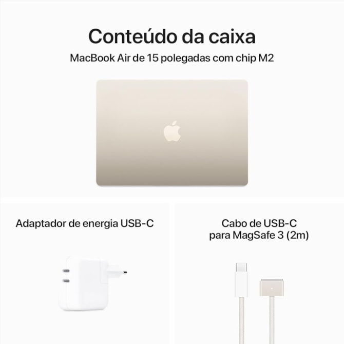 Notebook Apple MacBook Air M2 2023 / Memória 8GB / SSD 256GB / 15.3