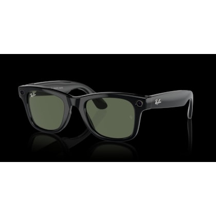 Óculos Inteligentes Ray-Ban Meta Wayfarer Preto Brilhante, Câmera 12MP, 32GB - Lentes Verde Grafite RW4006