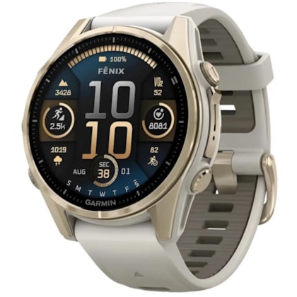 Relógio Garmin Fenix 8 43MM Sapphire GPS Amoled 010-02903-10 - Soft Gold/Beige
