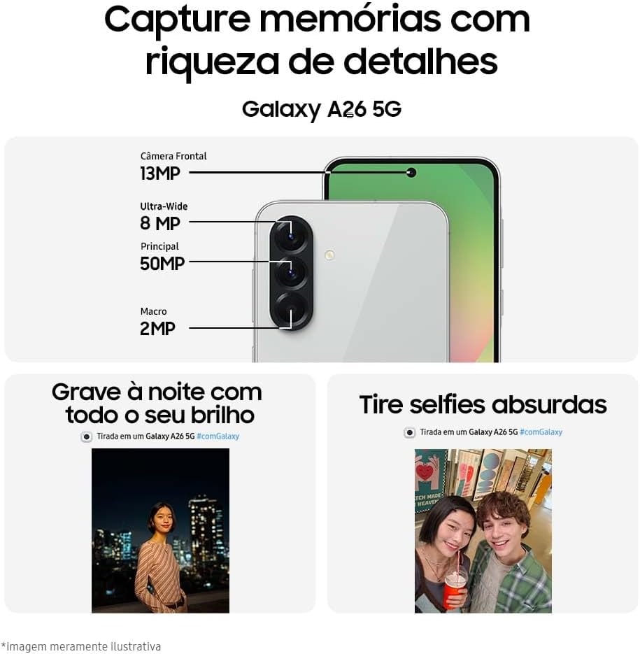 Smartphone Samsung Galaxy A26 5G 256GB 8RAM Dual Sim - White ( Branco)