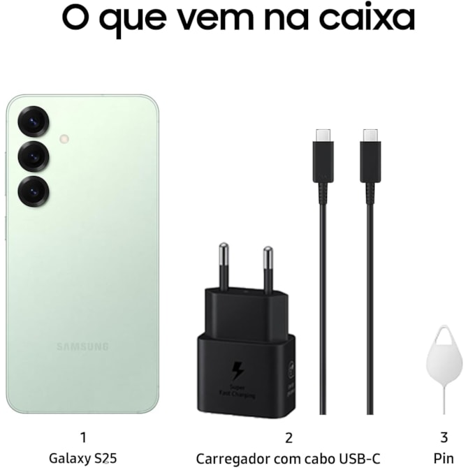 Smartphone Samsung Galaxy S25 5G SM-S931B /128GB / 12GB RAM Tela 6.2 Dynamic AMOLED Cam 50+10+12MP - Verde-805bc7d2-65f7-4848-b29f-b0b5587dc78e