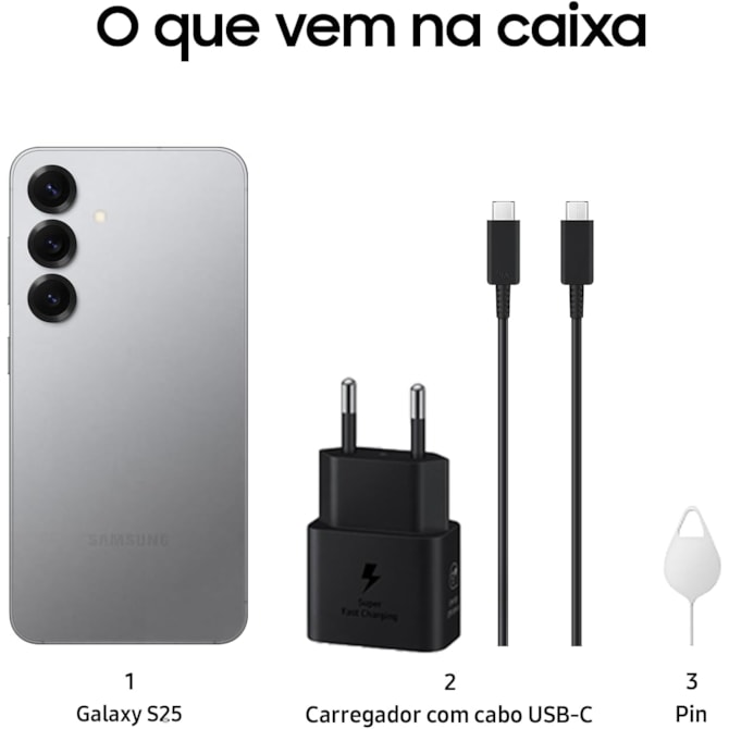 Smartphone Samsung Galaxy S25 5G SM-S931B / 256GB / 12GB RAM Tela 6.2 Dynamic AMOLED Cam 50+10+12MP - Prata-9ab3115f-63cc-4395-a7fc-af796c152e93