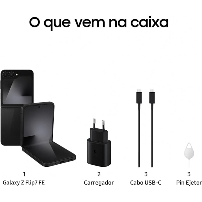 Smartphone Samsung Galaxy Z Flip 7 FE 5G 256GB 8RAM NFC Dual SIM - Preto-aaf9c164-5a52-464e-a972-d16de6212660