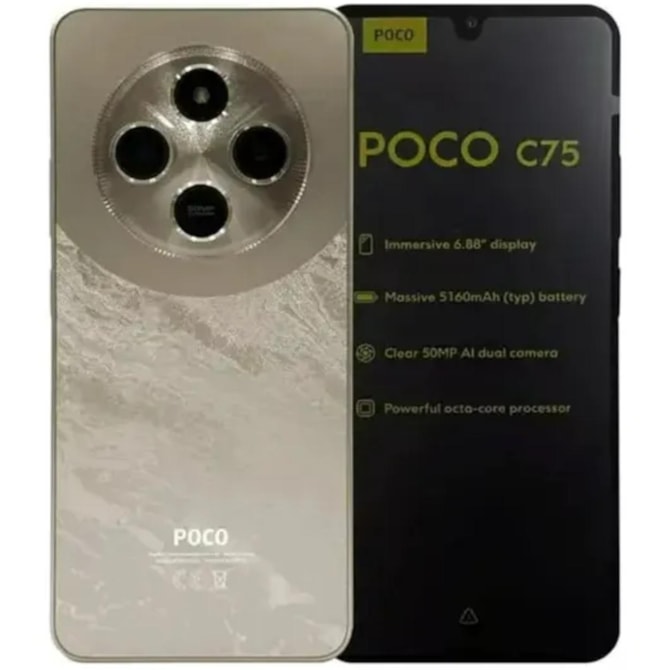 Smartphone Xiaomi Poco C75 4G 128GB 6GB RAM Dual SIM - NFC ( SEM CAIXA ) - Dourado - Versão global-e6599b55-0922-4c37-b021-de5029298d74