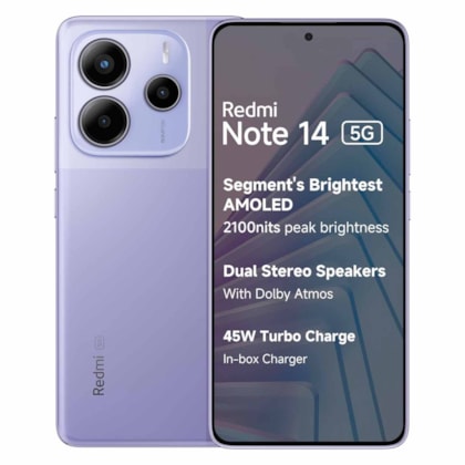 Smartphone Xiaomi Redmi Note 14 5G 128GB 6GB RAM Dual SIM Tela 6.67 - Roxo