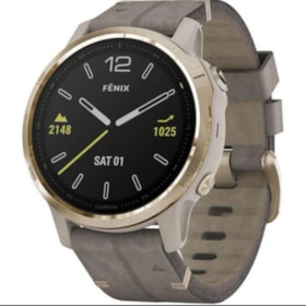 Smartwatch Garmin Fenix 6S Sapphire 010-02159-25 42 MM com GPS/Wi-Fi - Light Gold Tone / Shale Gray Leather