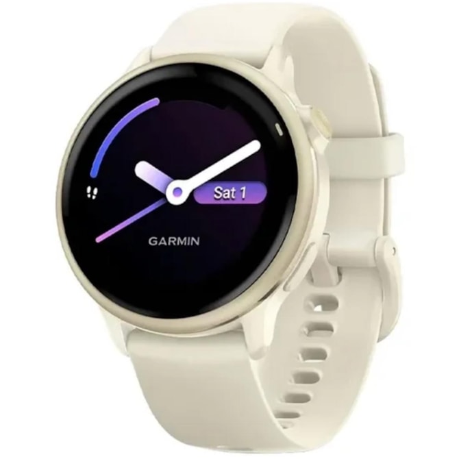 Smartwatch Garmin Vivoactive 6 42MM 010-02985-01 com GPS/Wi-Fi - Lunar Gold / Bone ( Dourado )-24147932-f5b3-4a8b-bed1-e9bdee2542de